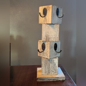 Rustic Wooden Coffee Mug Tower / Organizer